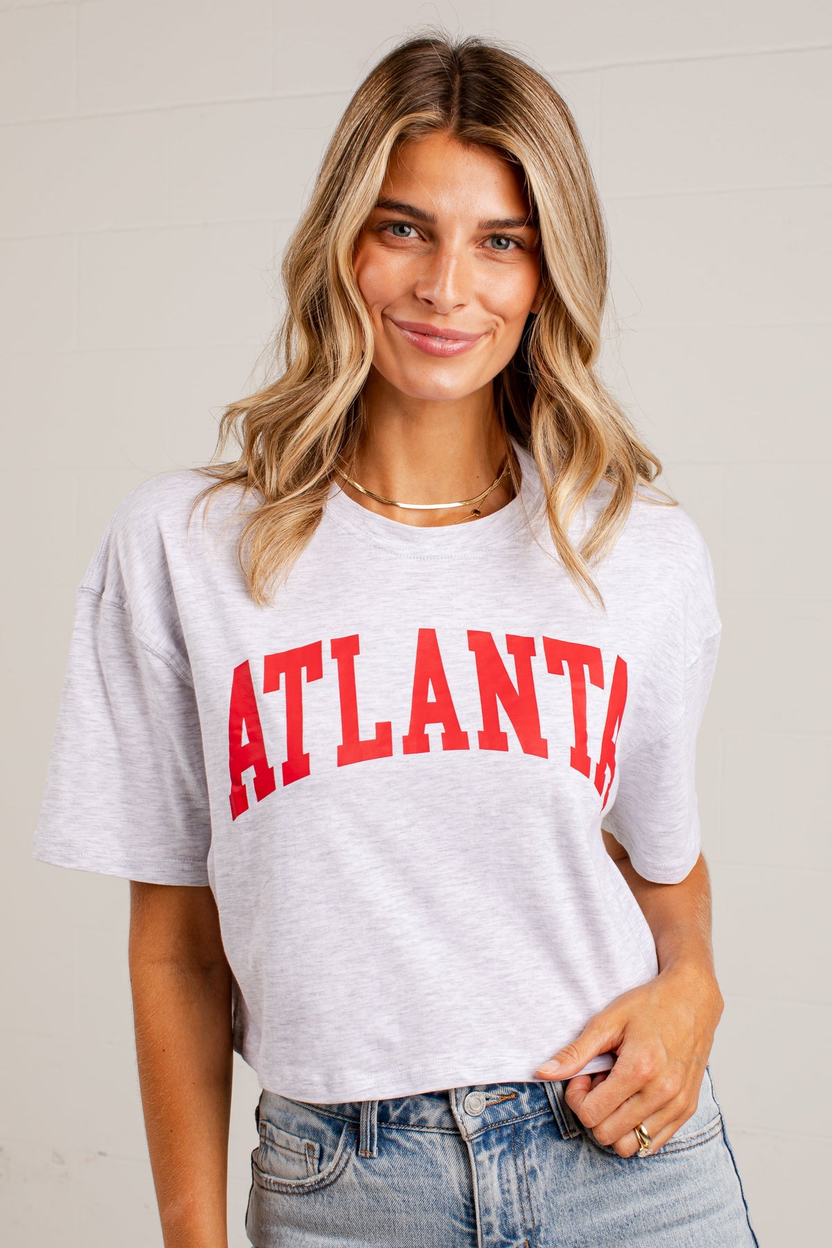 Atlanta Red Cropped Graphic Tee