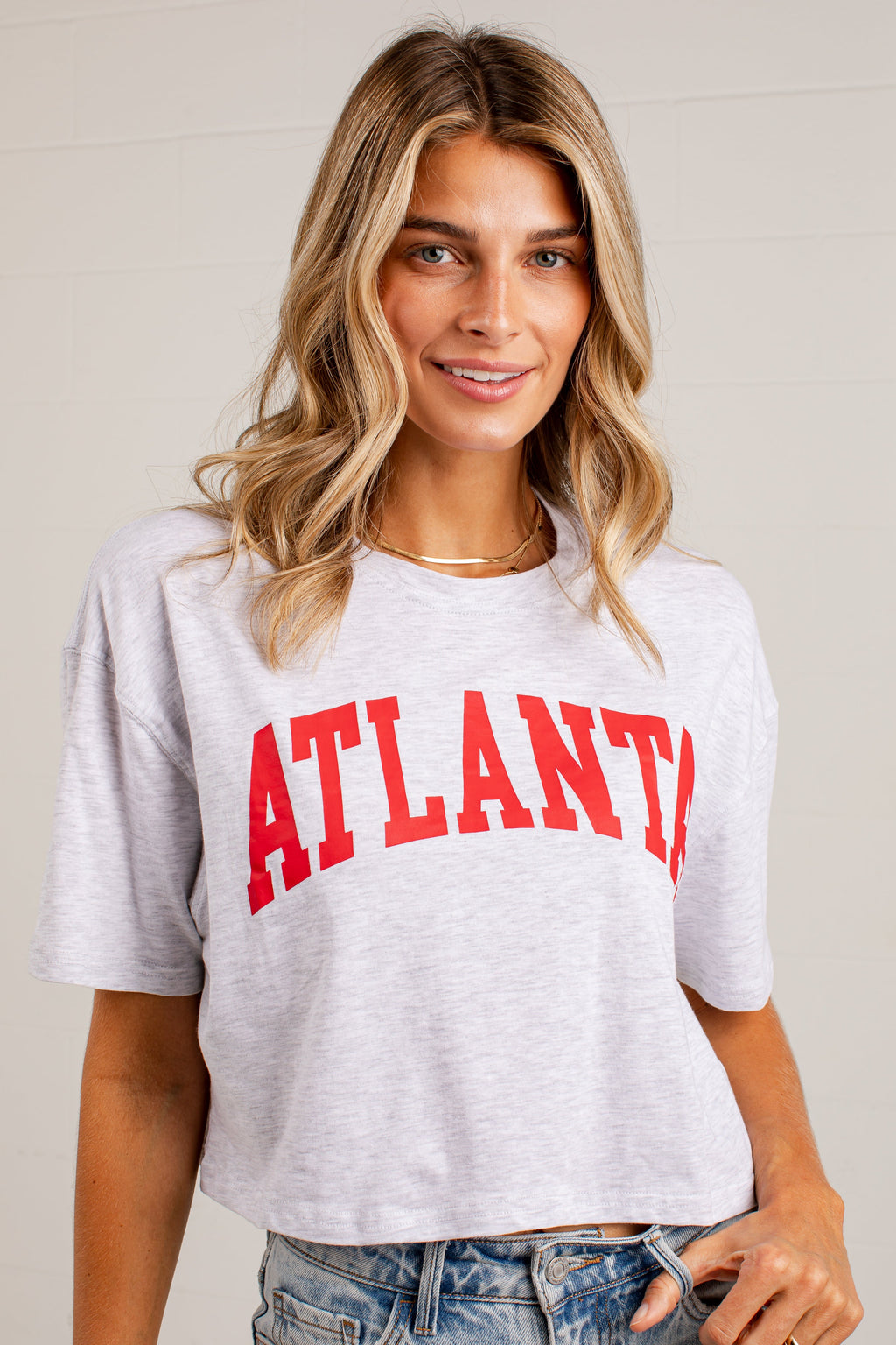 Atlanta Red Cropped Graphic Tee