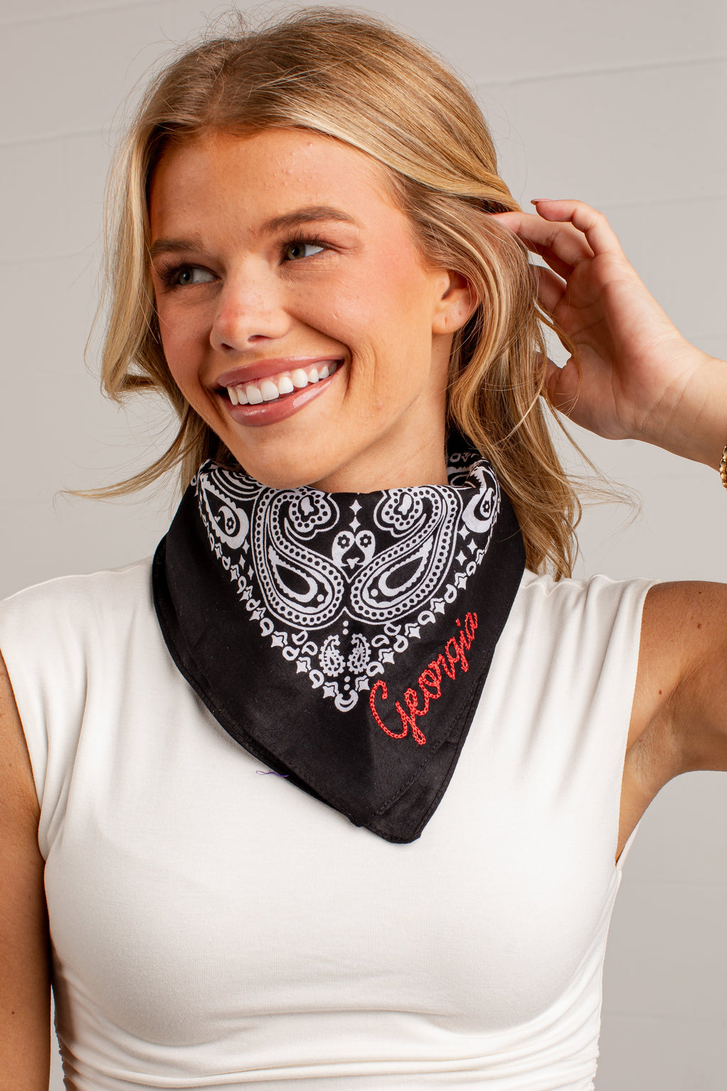 Black Georgia Embroidered Bandana