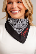 Black Georgia Embroidered Bandana