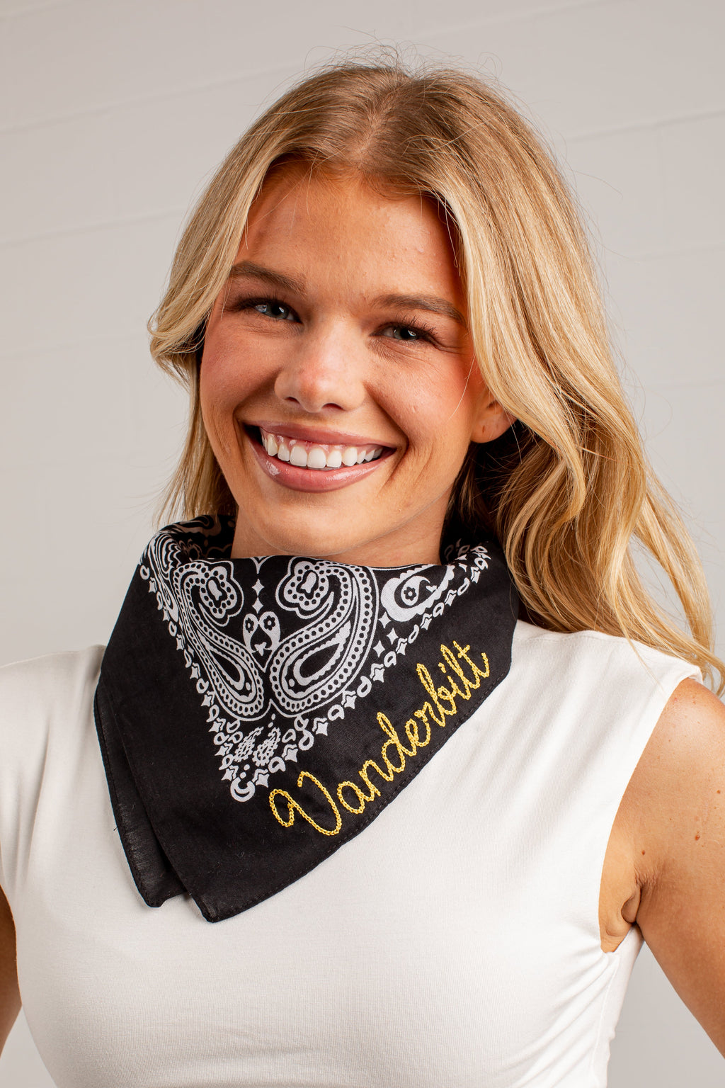 Black Vanderbilt Embroidered Bandana