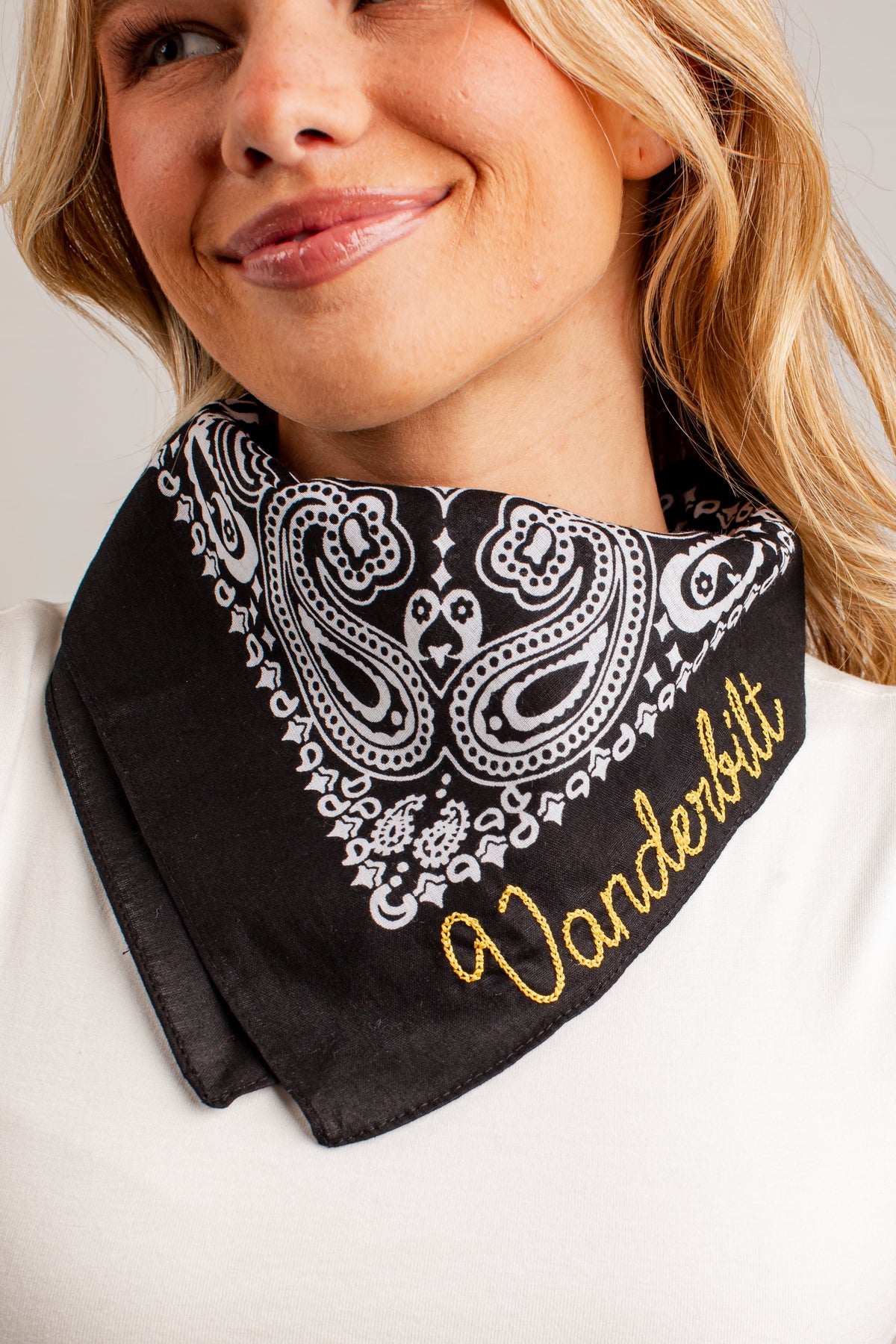 Black Vanderbilt Embroidered Bandana
