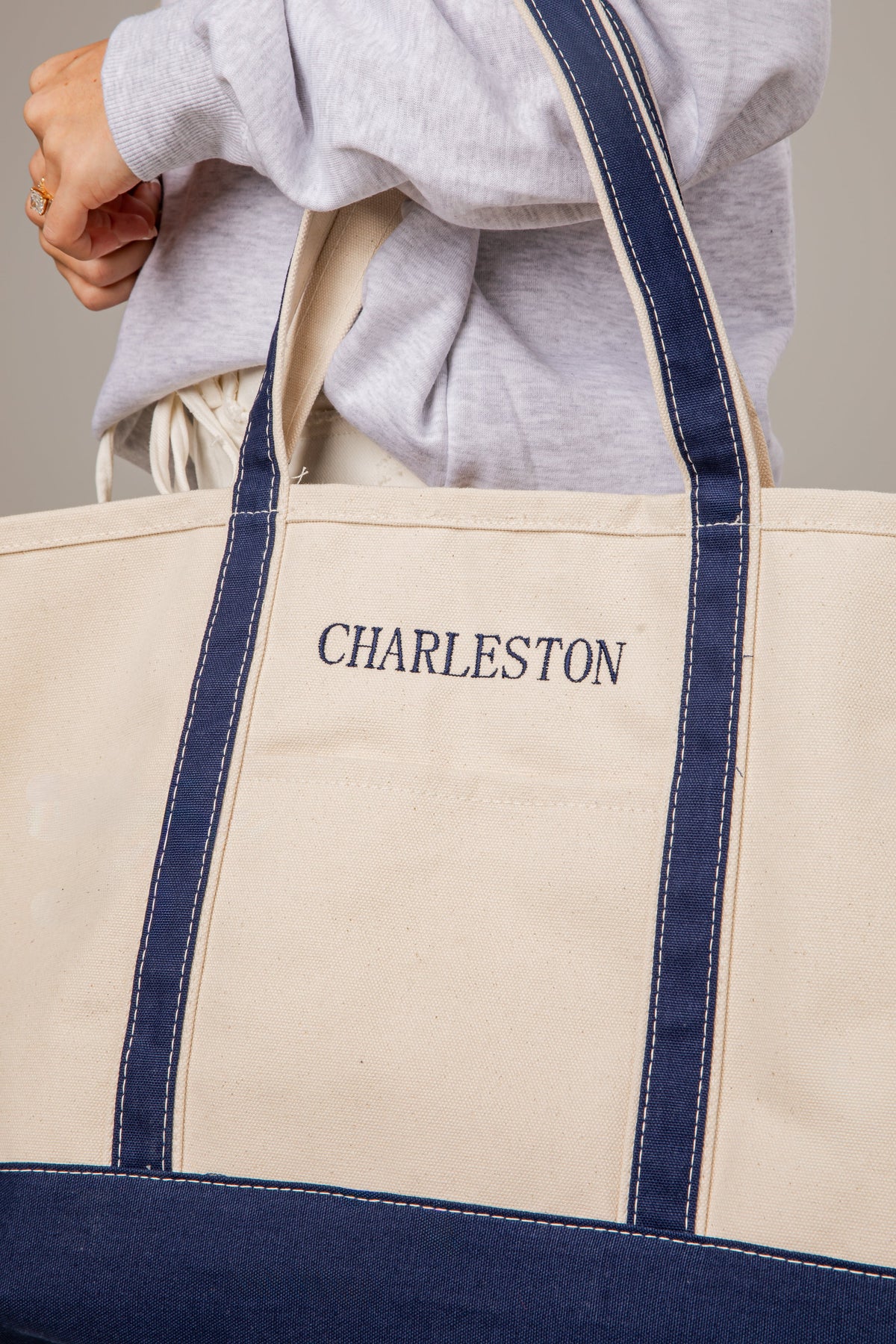 Charleston Embroidered Large Canvas Tote Bag