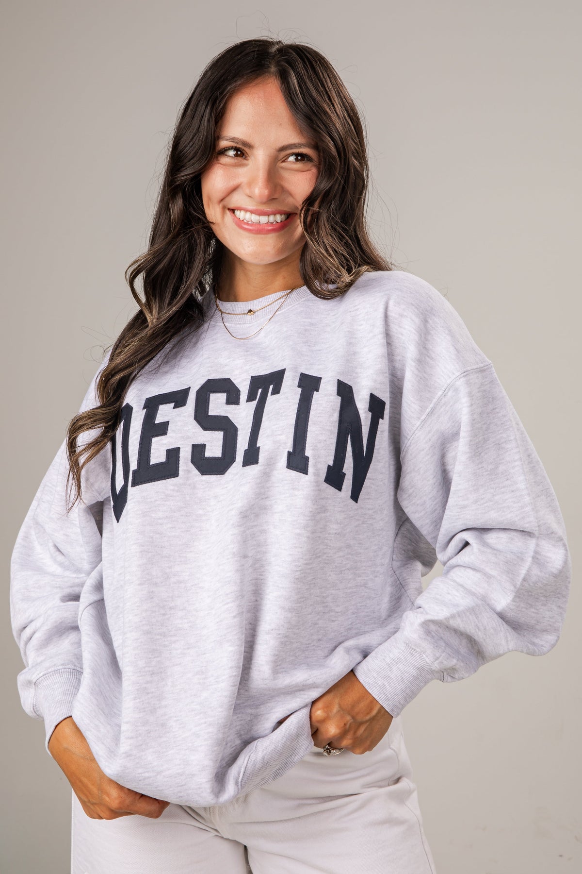 Destin Patch Heather Grey Relaxed Sweatshirt