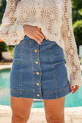 Classy Excellence Button Front Denim Mini Skirt