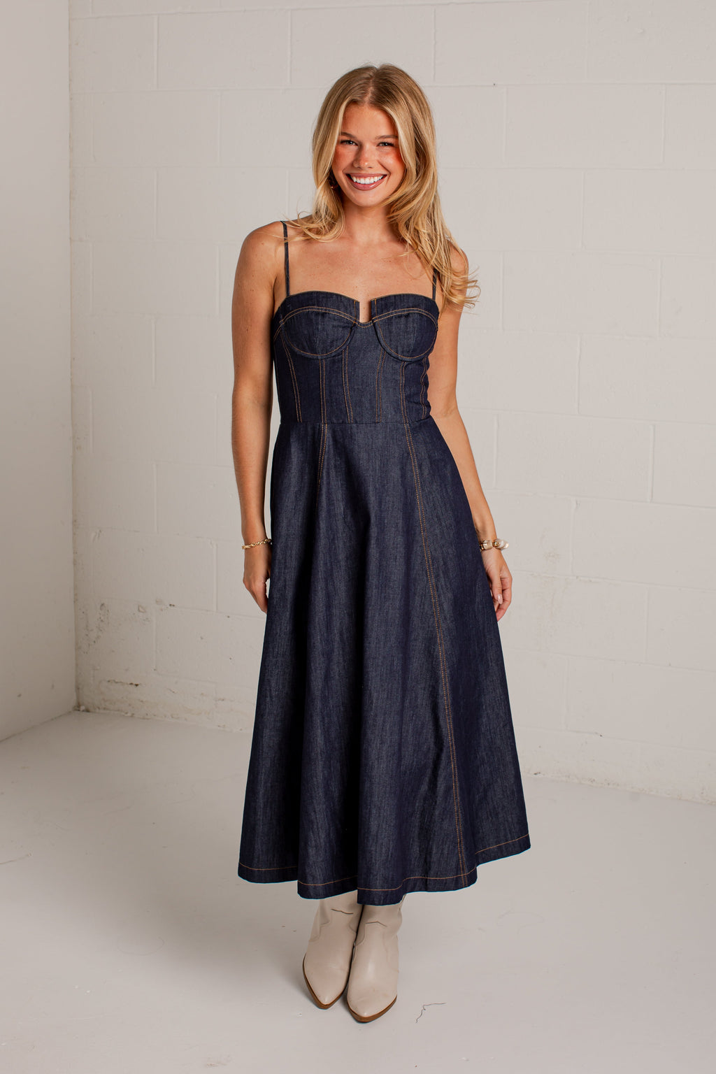 All Eyes On Denim Midi Dress