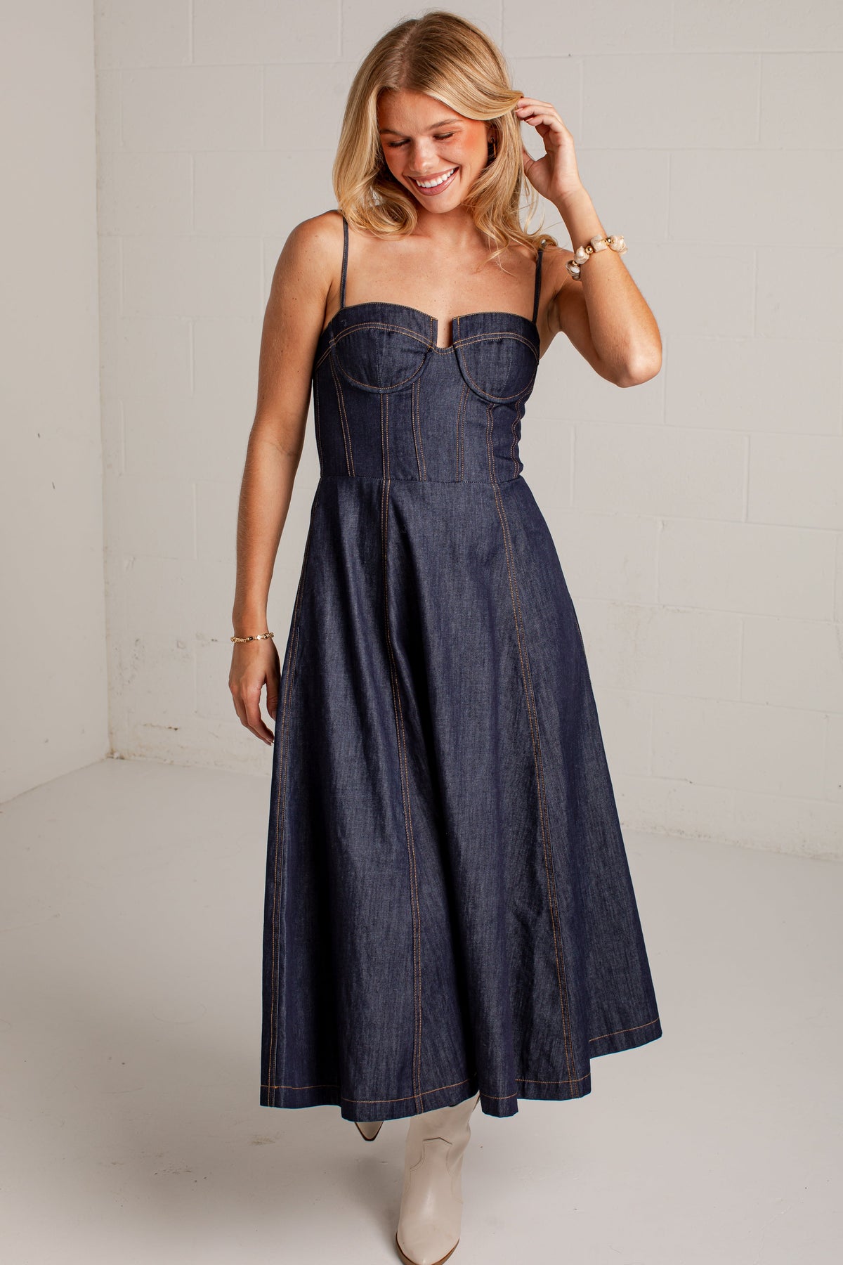 All Eyes On Denim Midi Dress