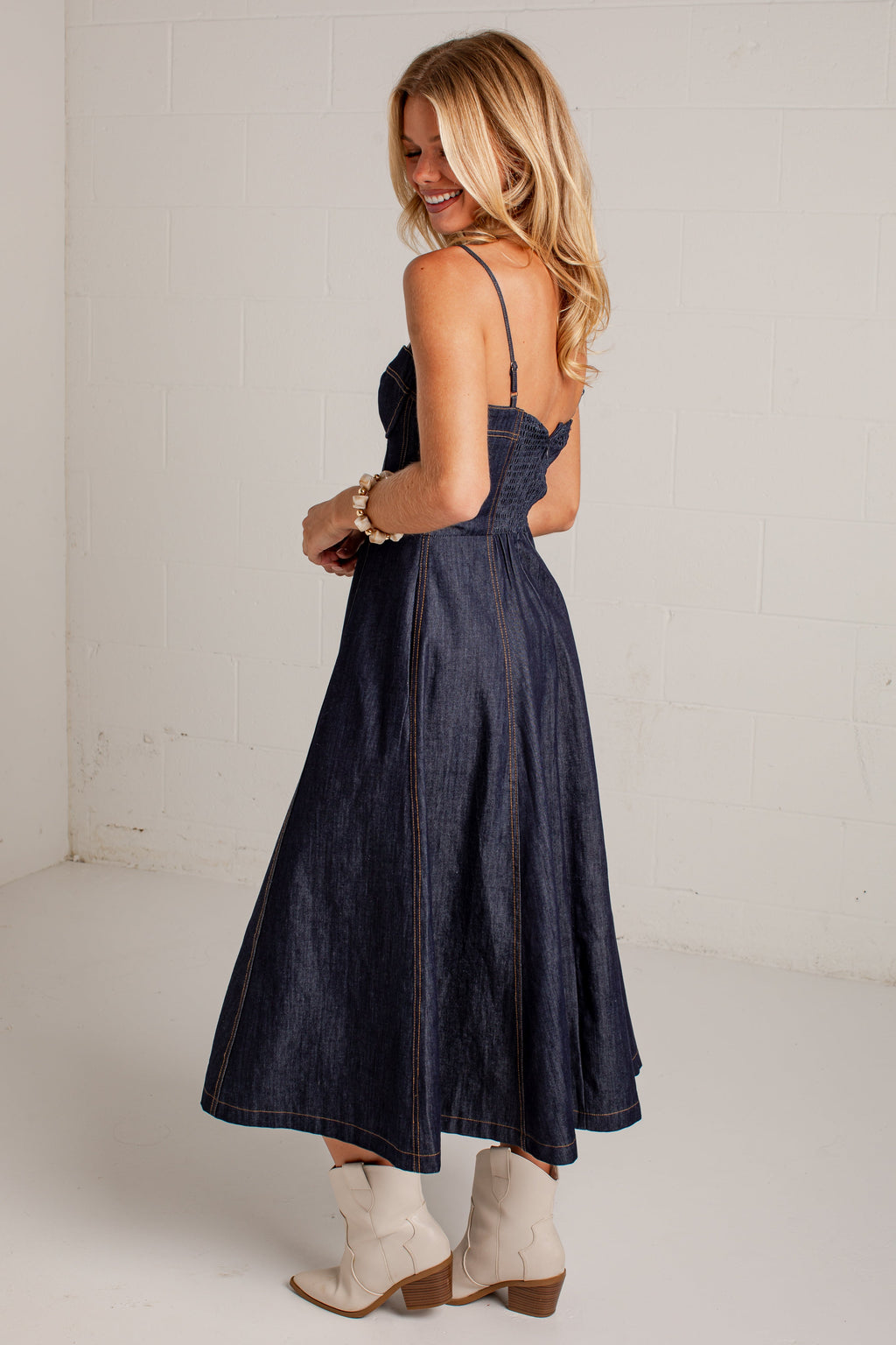 All Eyes On Denim Midi Dress