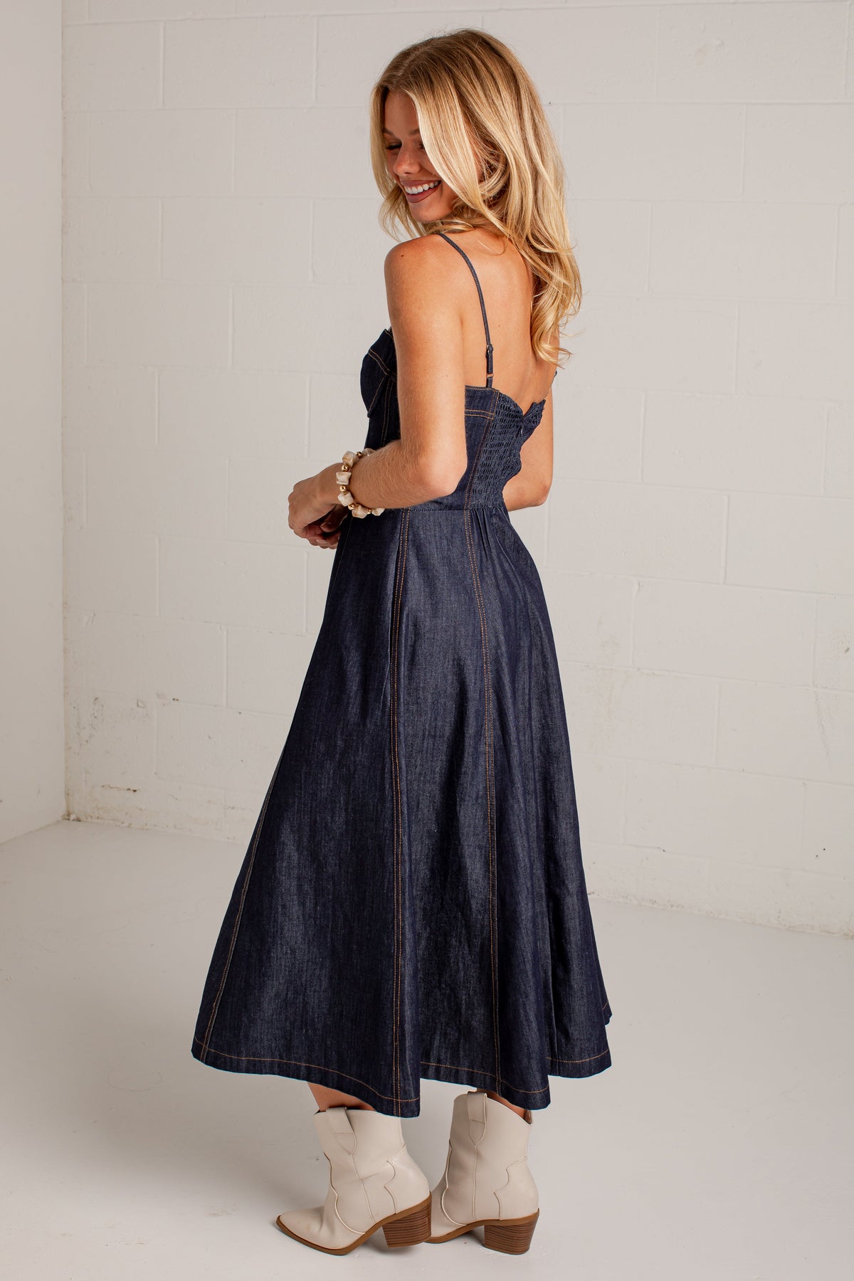All Eyes On Denim Midi Dress