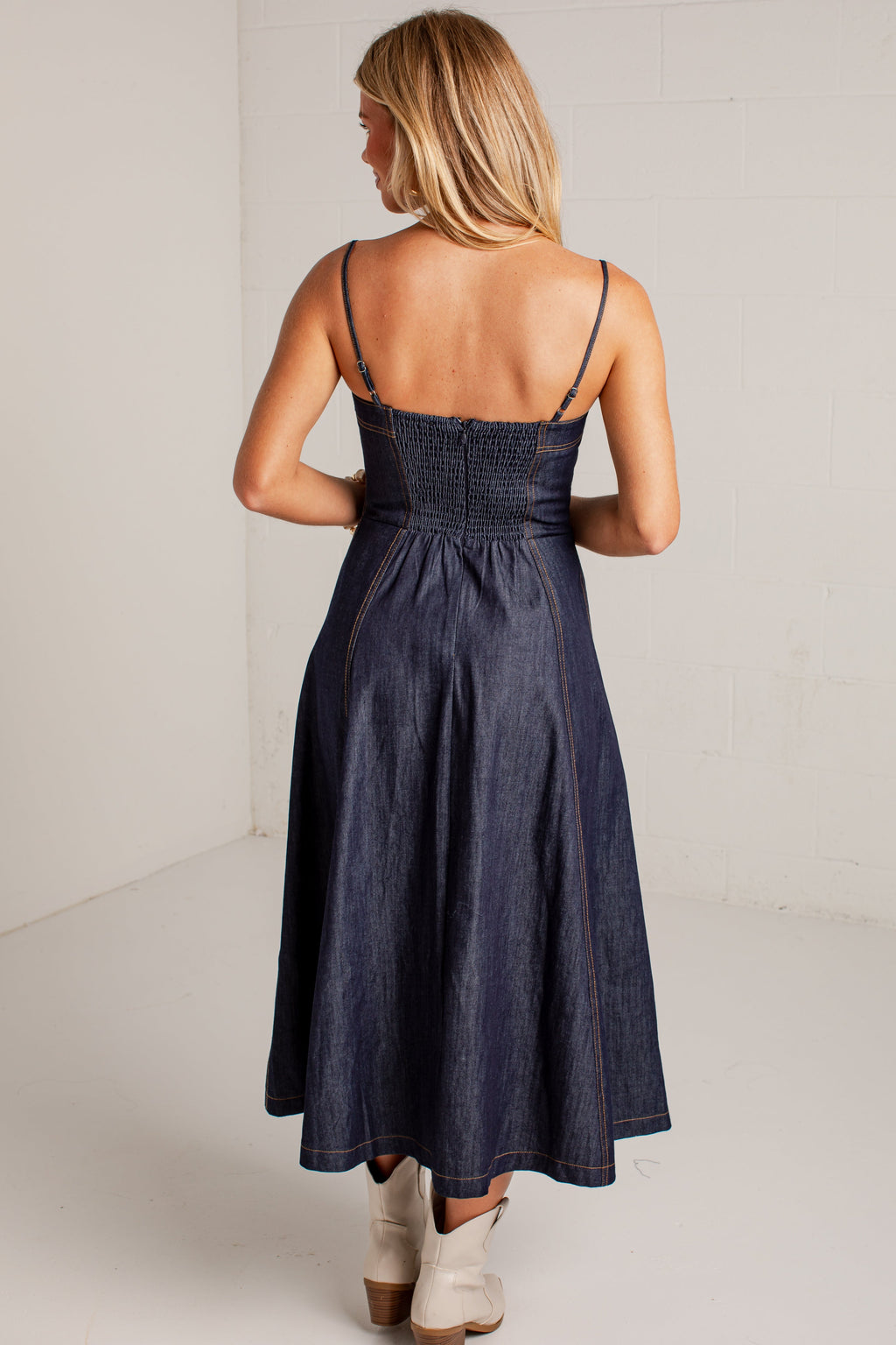 All Eyes On Denim Midi Dress