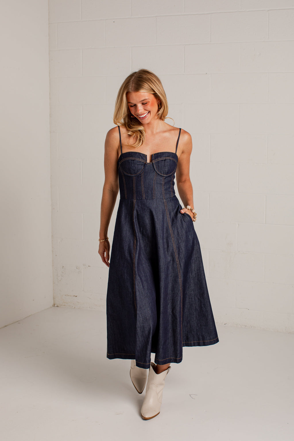 All Eyes On Denim Midi Dress