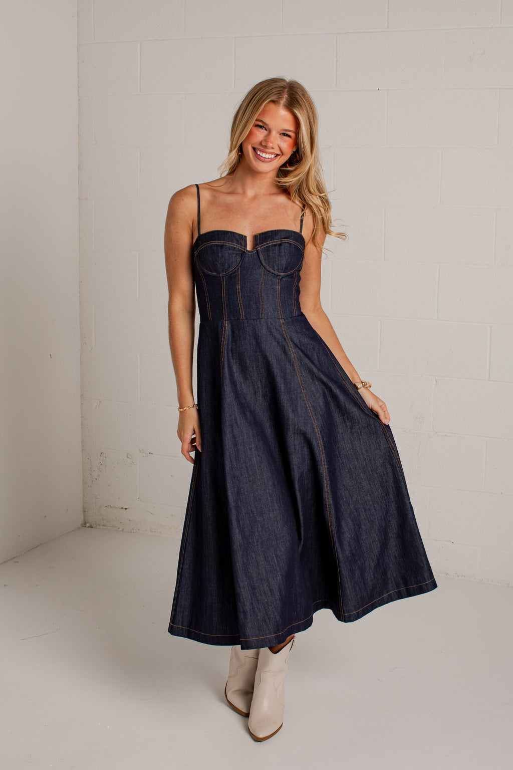 All Eyes On Denim Midi Dress