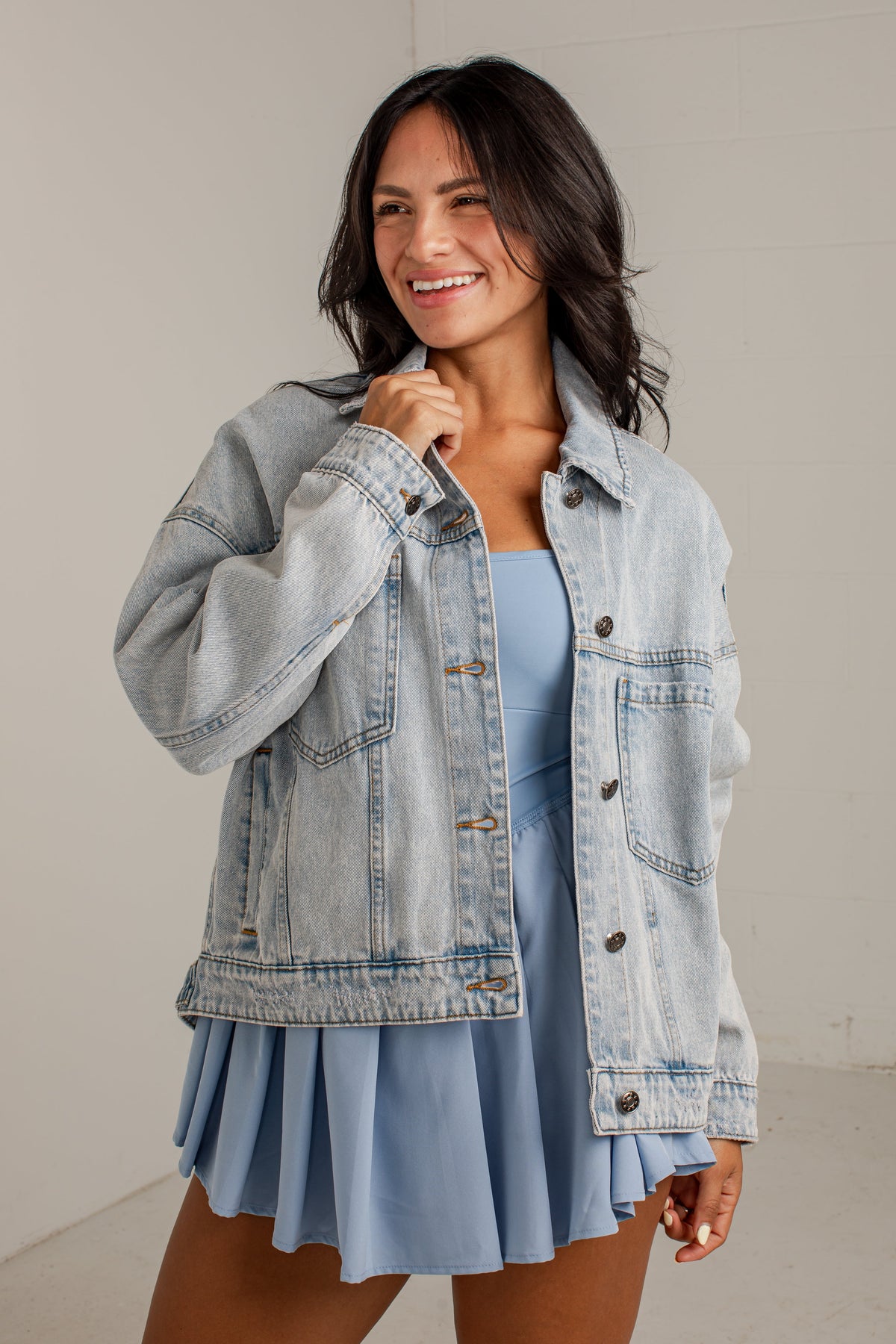 Downtown Denim Oversized Light Wash Jacket