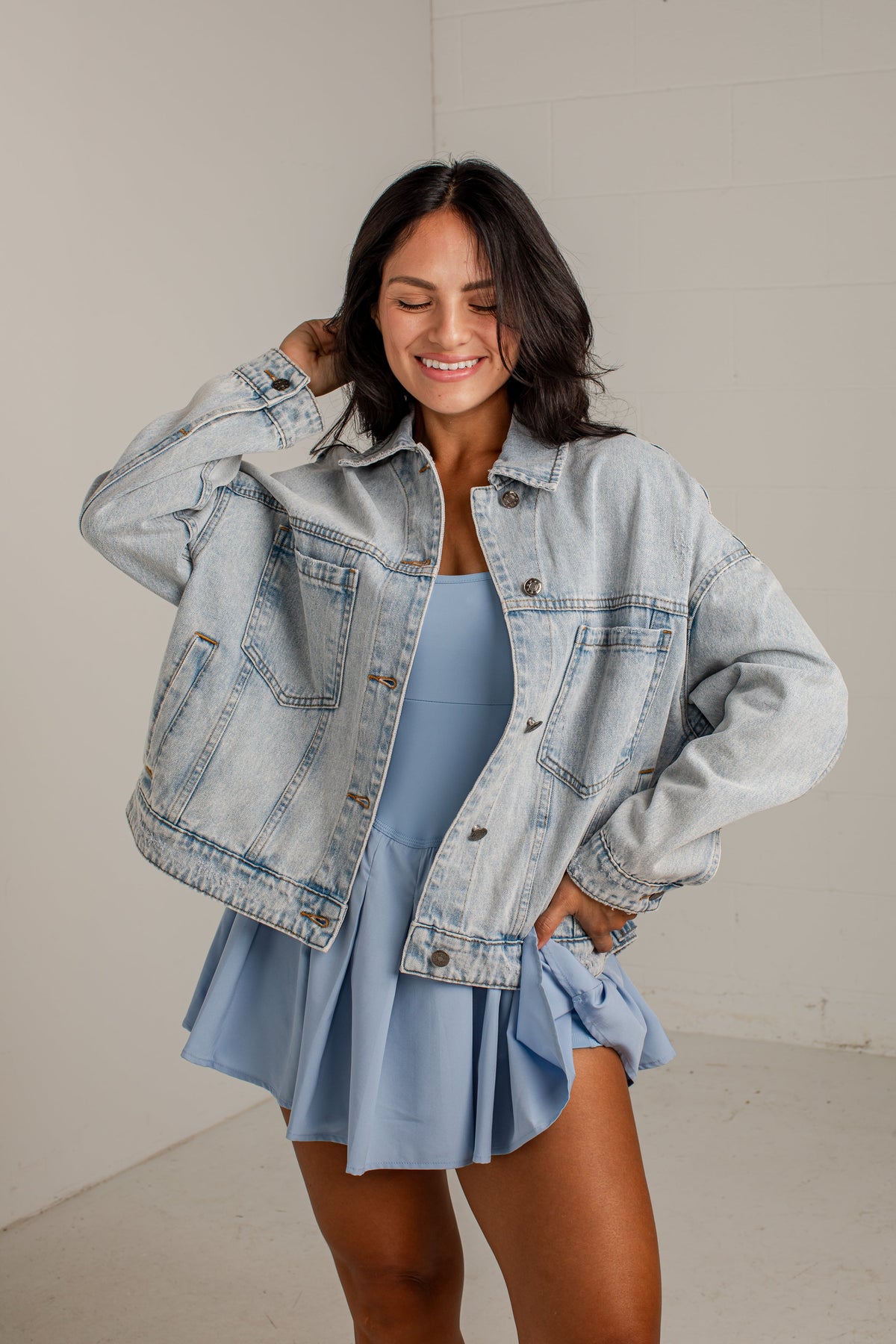 Downtown Denim Oversized Light Wash Jacket
