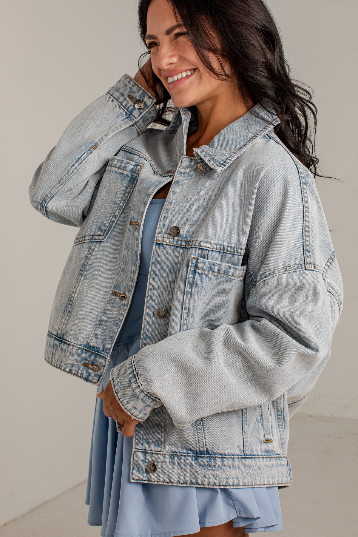 Downtown Denim Oversized Light Wash Jacket