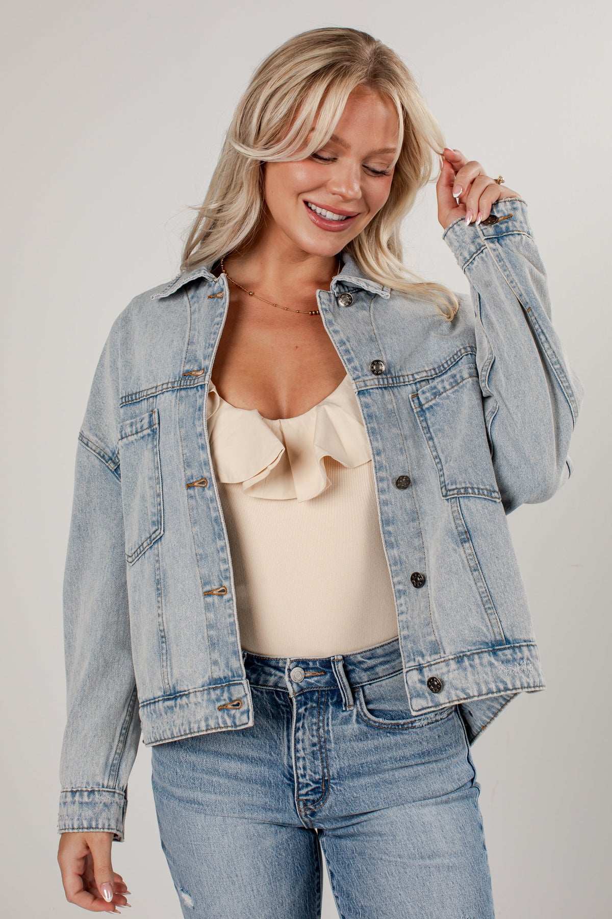 Downtown Denim Oversized Light Wash Jacket