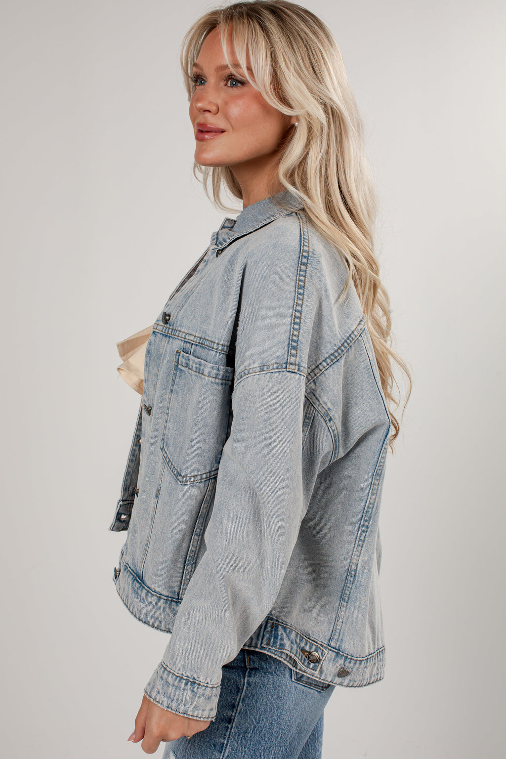 Downtown Denim Oversized Light Wash Jacket