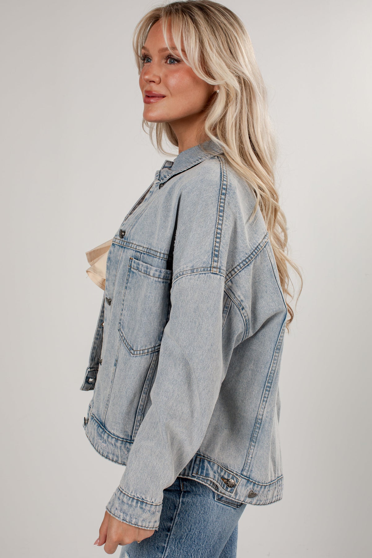 Downtown Denim Oversized Light Wash Jacket