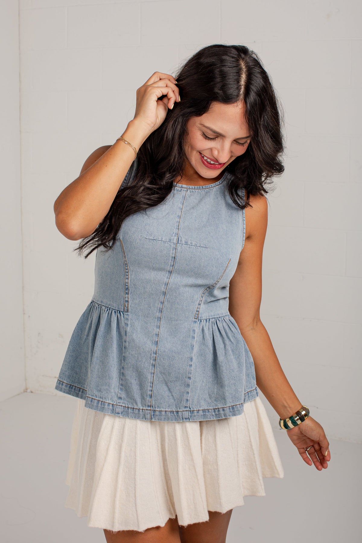 Chic Vision Denim Peplum Tank