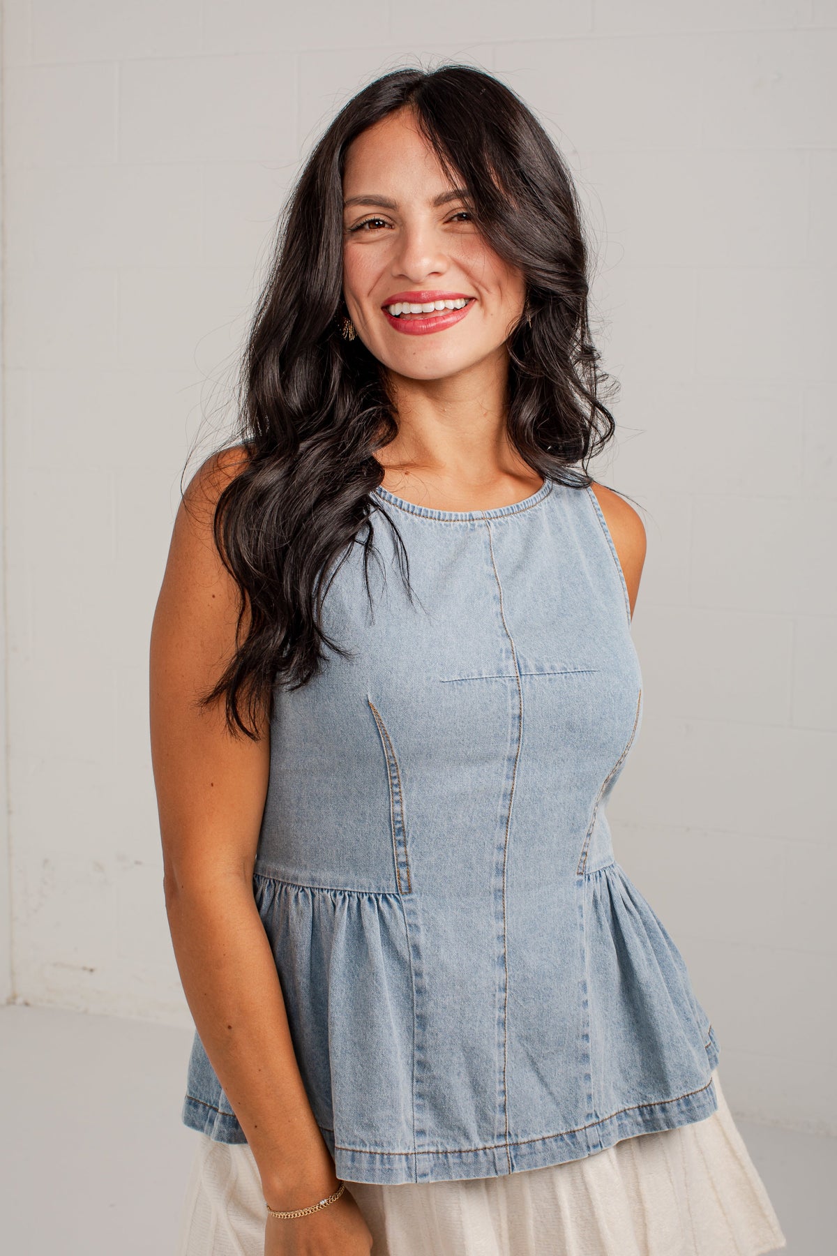 Chic Vision Denim Peplum Tank