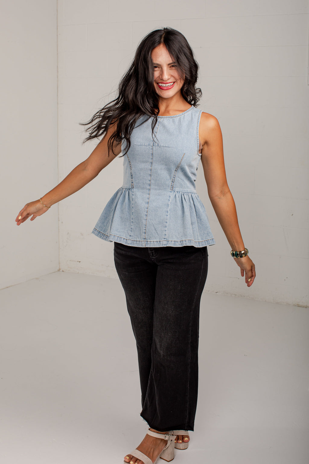 Chic Vision Denim Peplum Tank