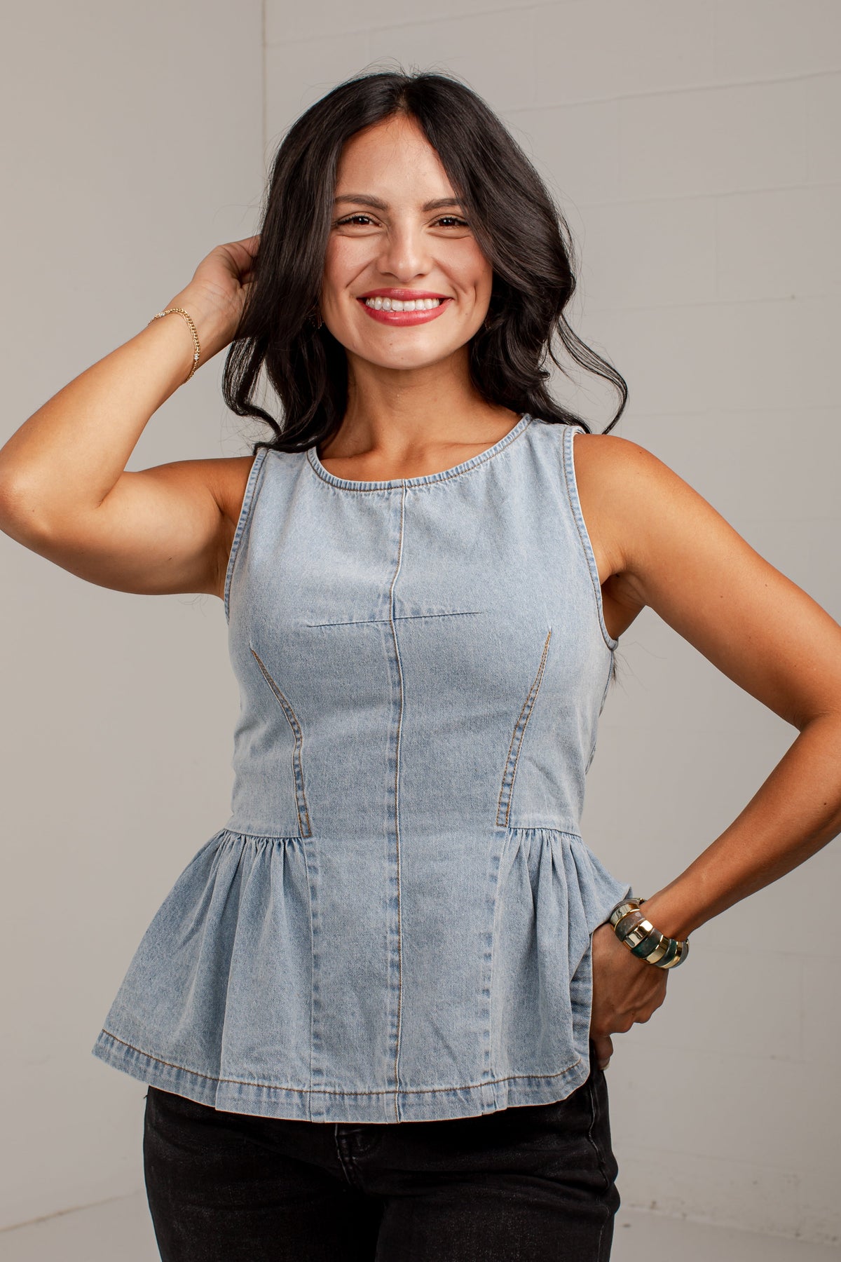 Chic Vision Denim Peplum Tank