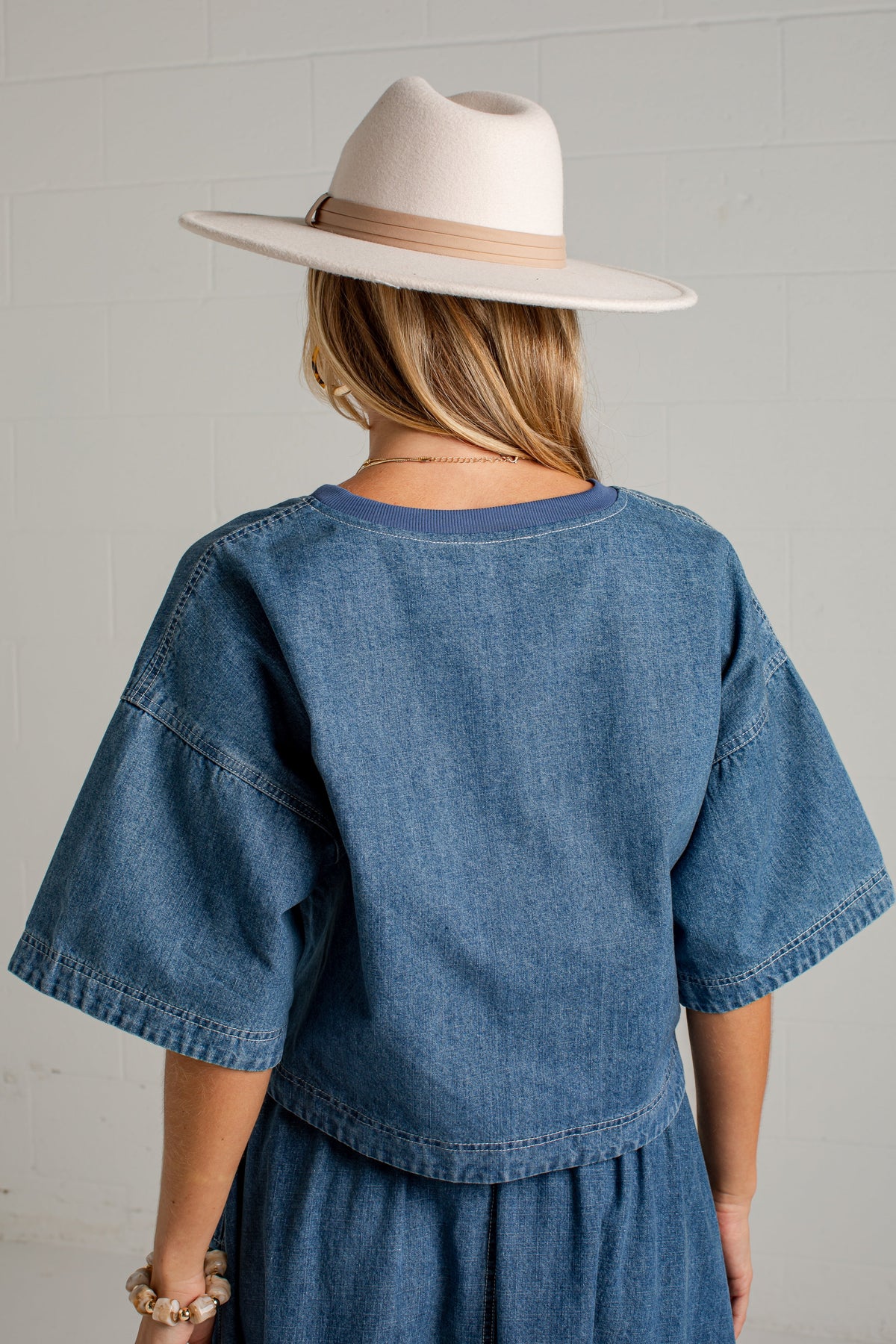 Blue Hour Short Sleeve Denim Top