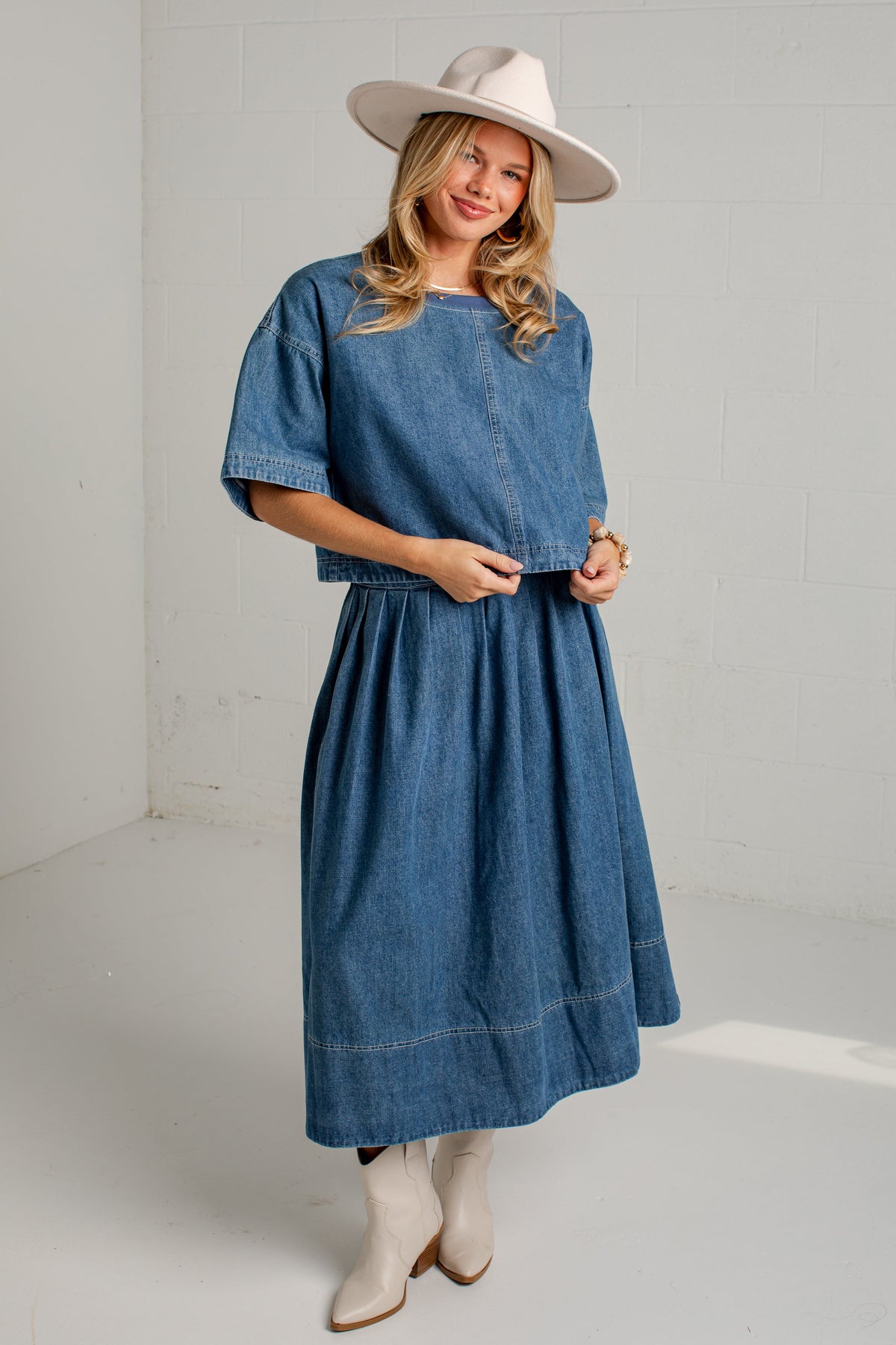 Blue Hour Short Sleeve Denim Top