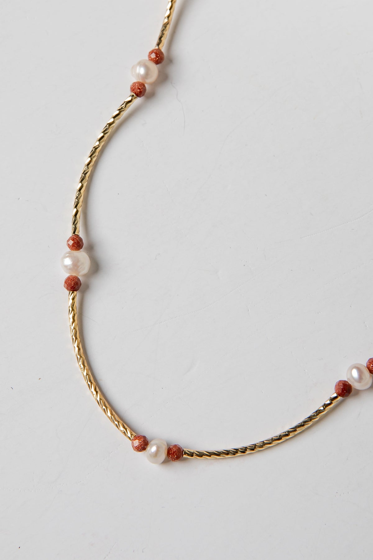 Amber Gold Beaded Necklace