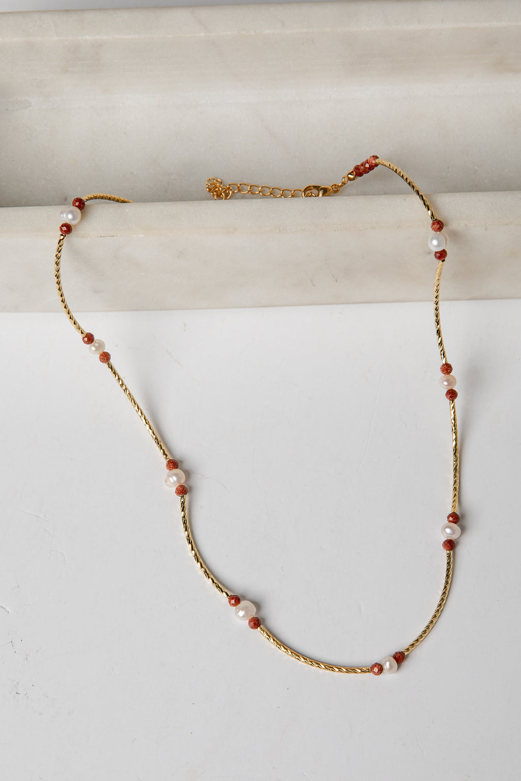 Amber Gold Beaded Necklace