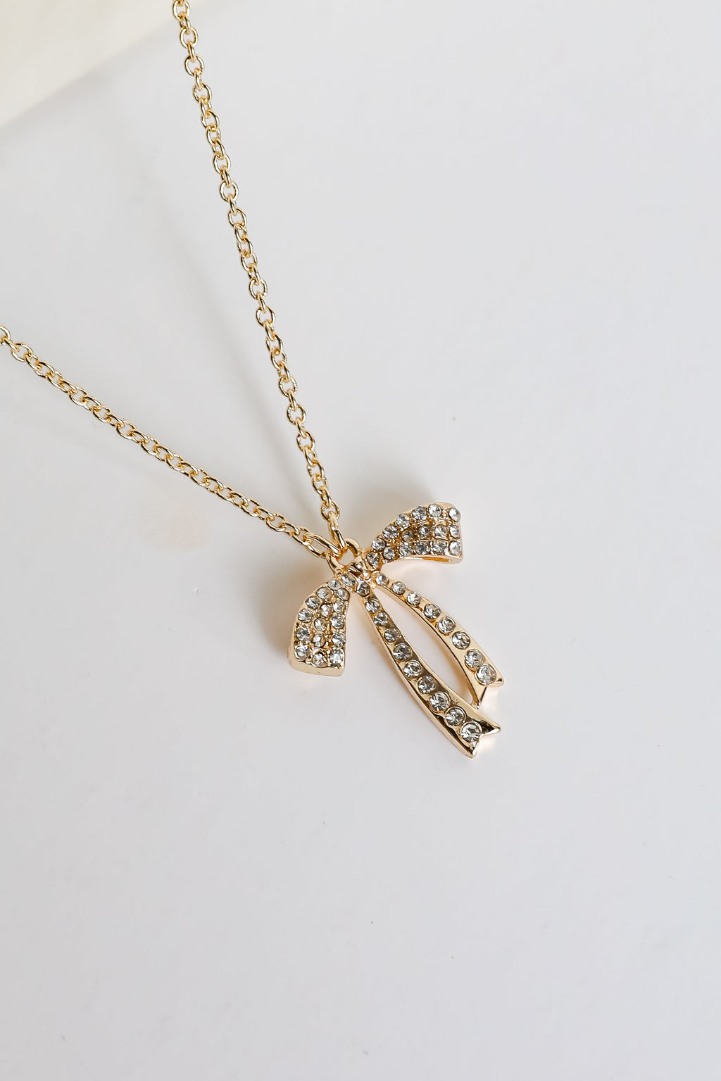 Camila Gold Rhinestone Bow Charm Necklace