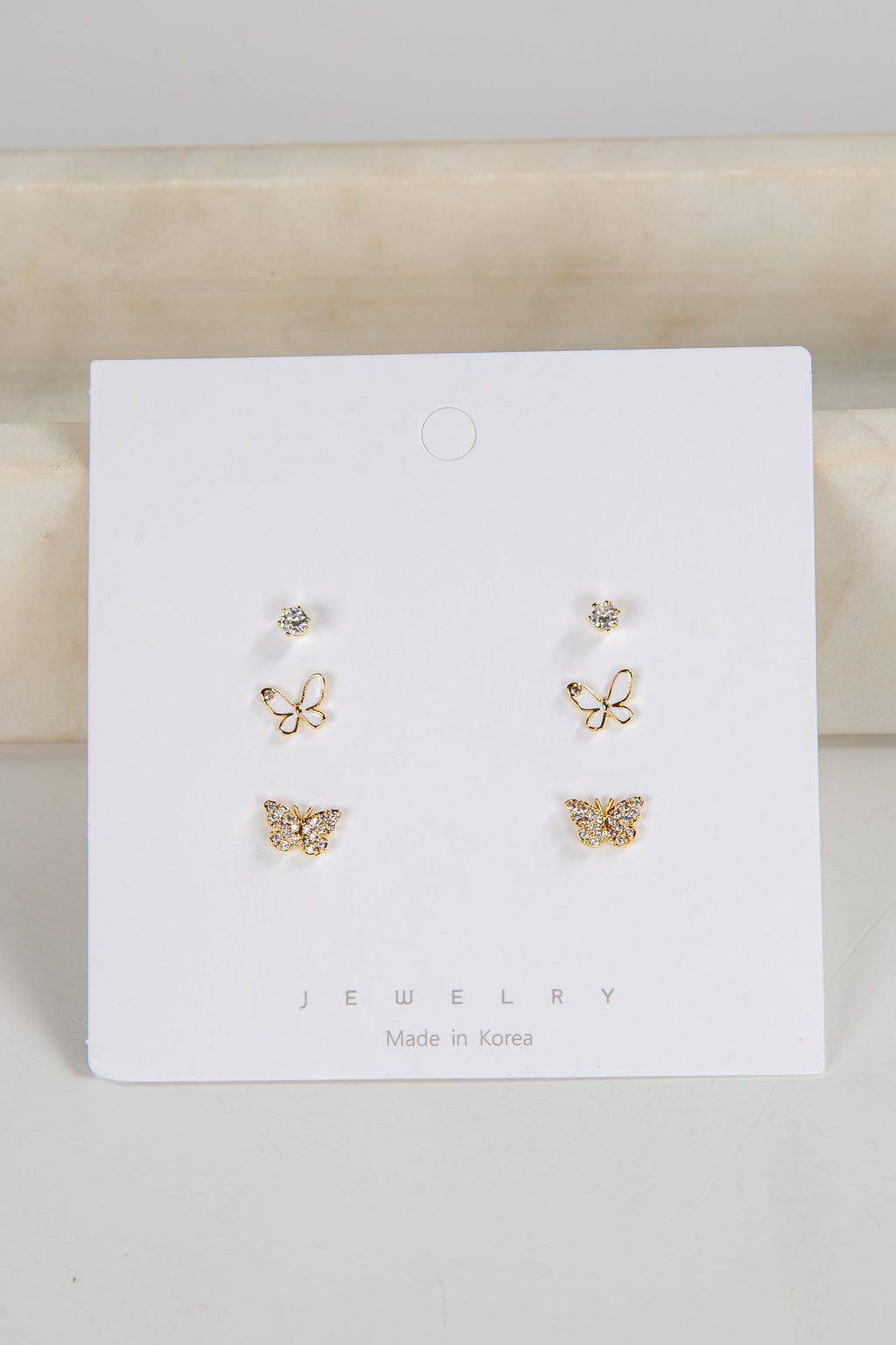 Brooke Gold Butterfly Stud Earrings Set