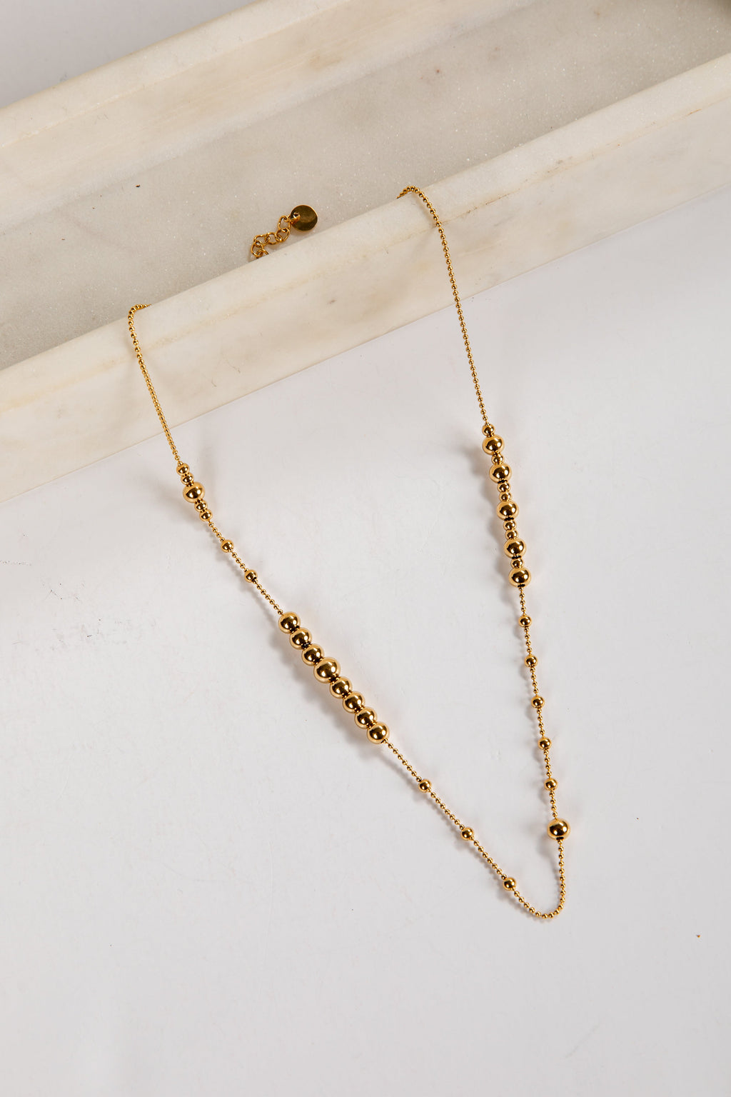 Amber Gold Beaded Chain Necklace