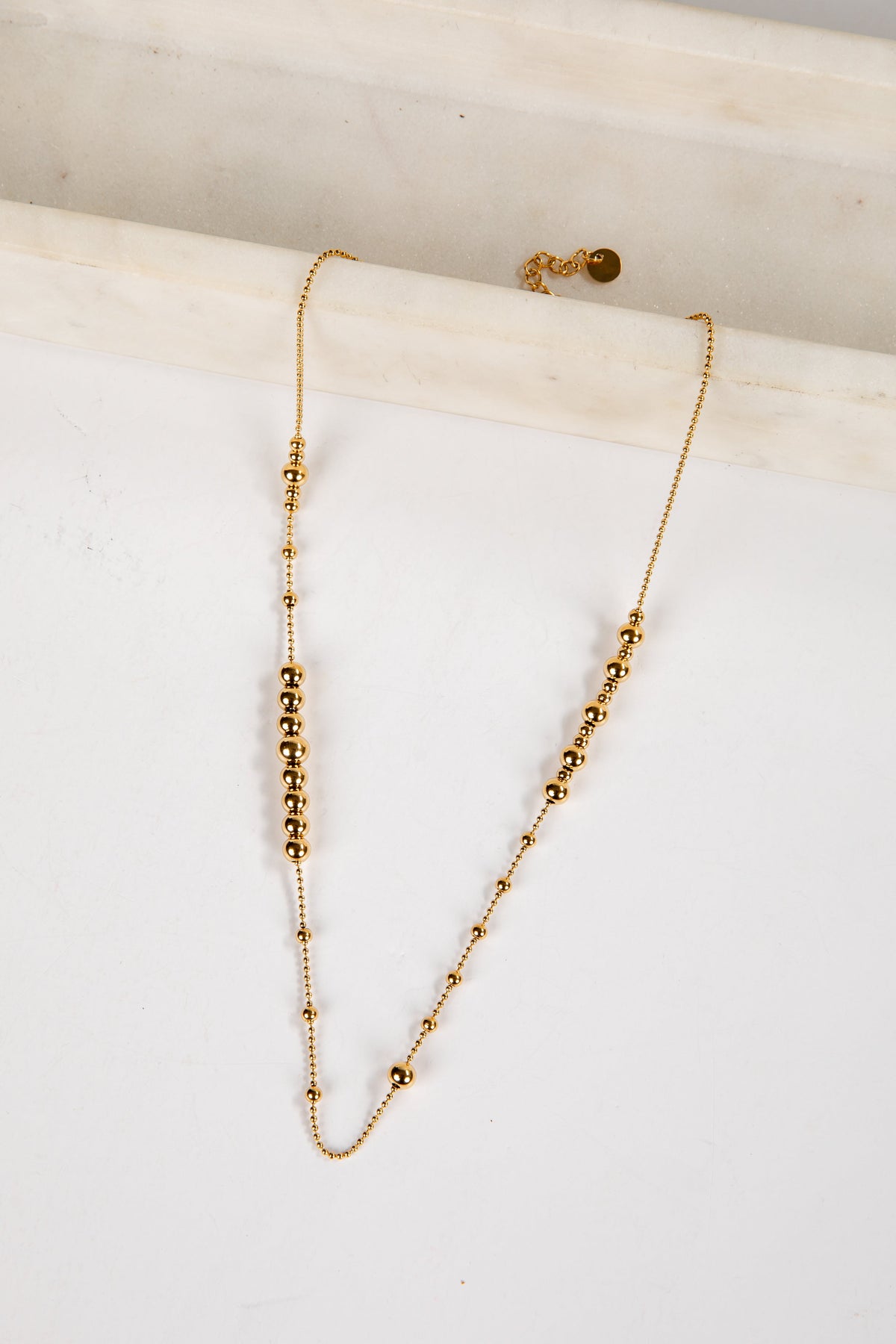Amber Gold Beaded Chain Necklace
