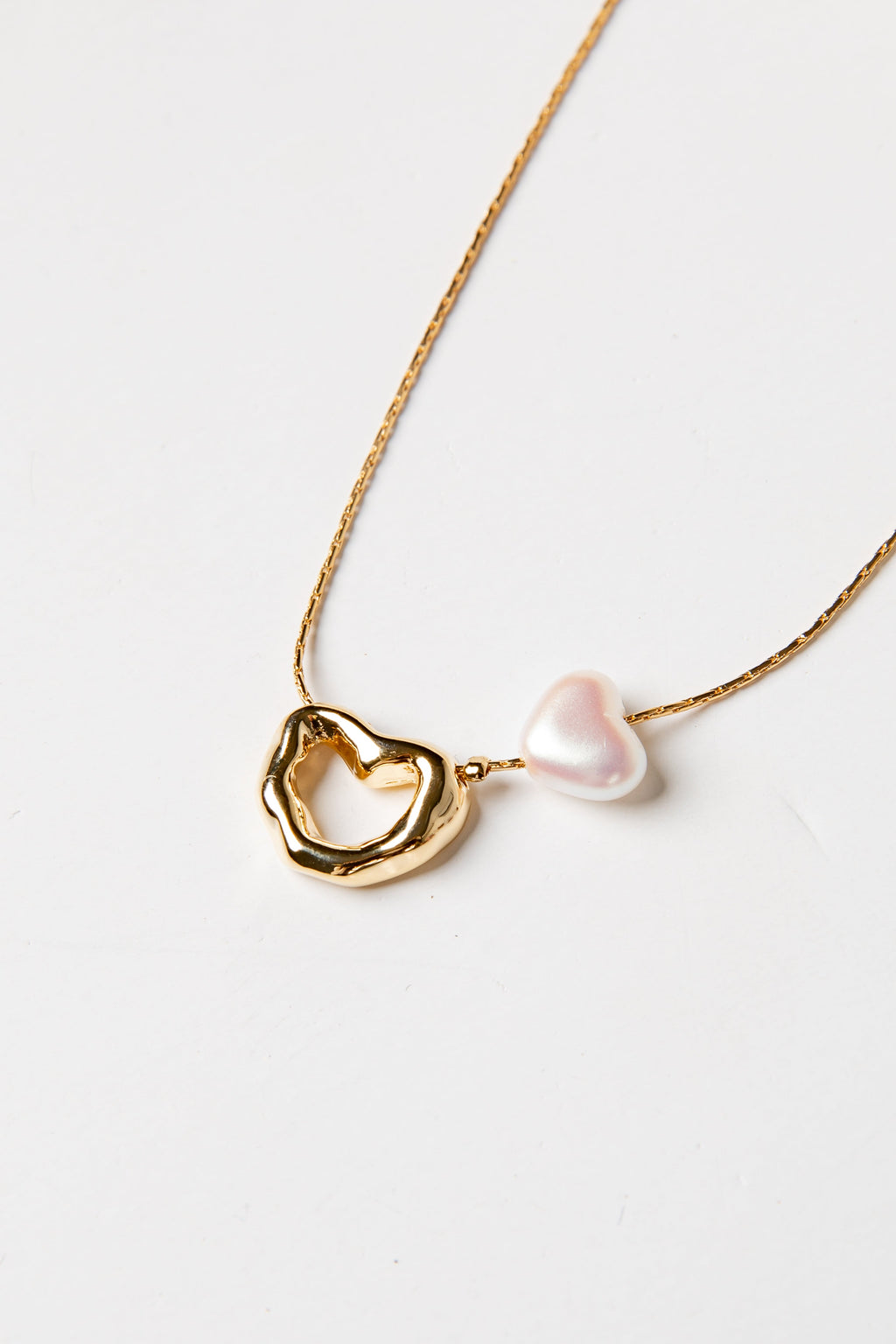 Brynlee Gold Pearl Heart Pendant Necklace
