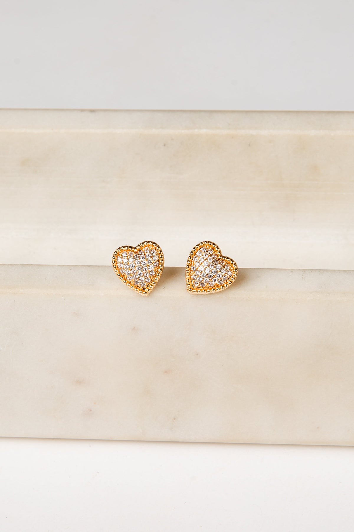 Cecily Gold Heart Stud Earrings