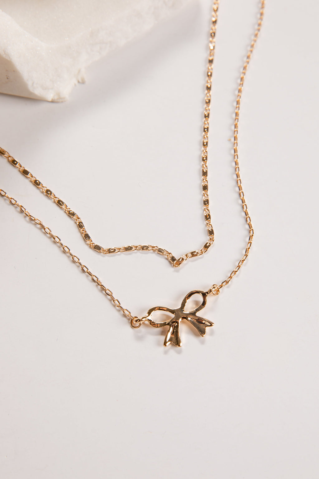 Alessia Gold Bow Layered Charm Necklace