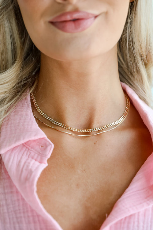 Abbey Gold Layered Chain Necklace