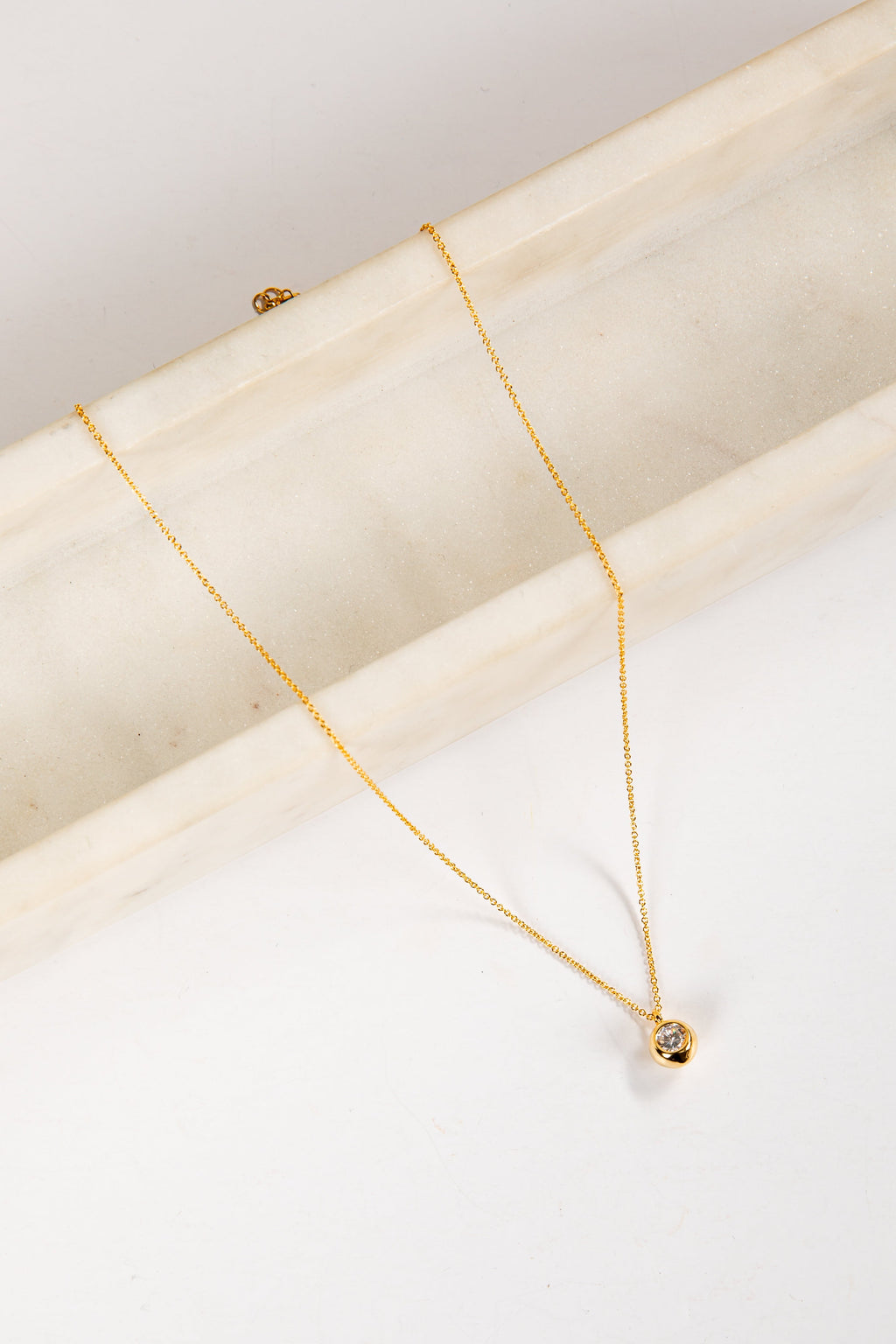 Daphne Gold Rhinestone Ball Charm Necklace