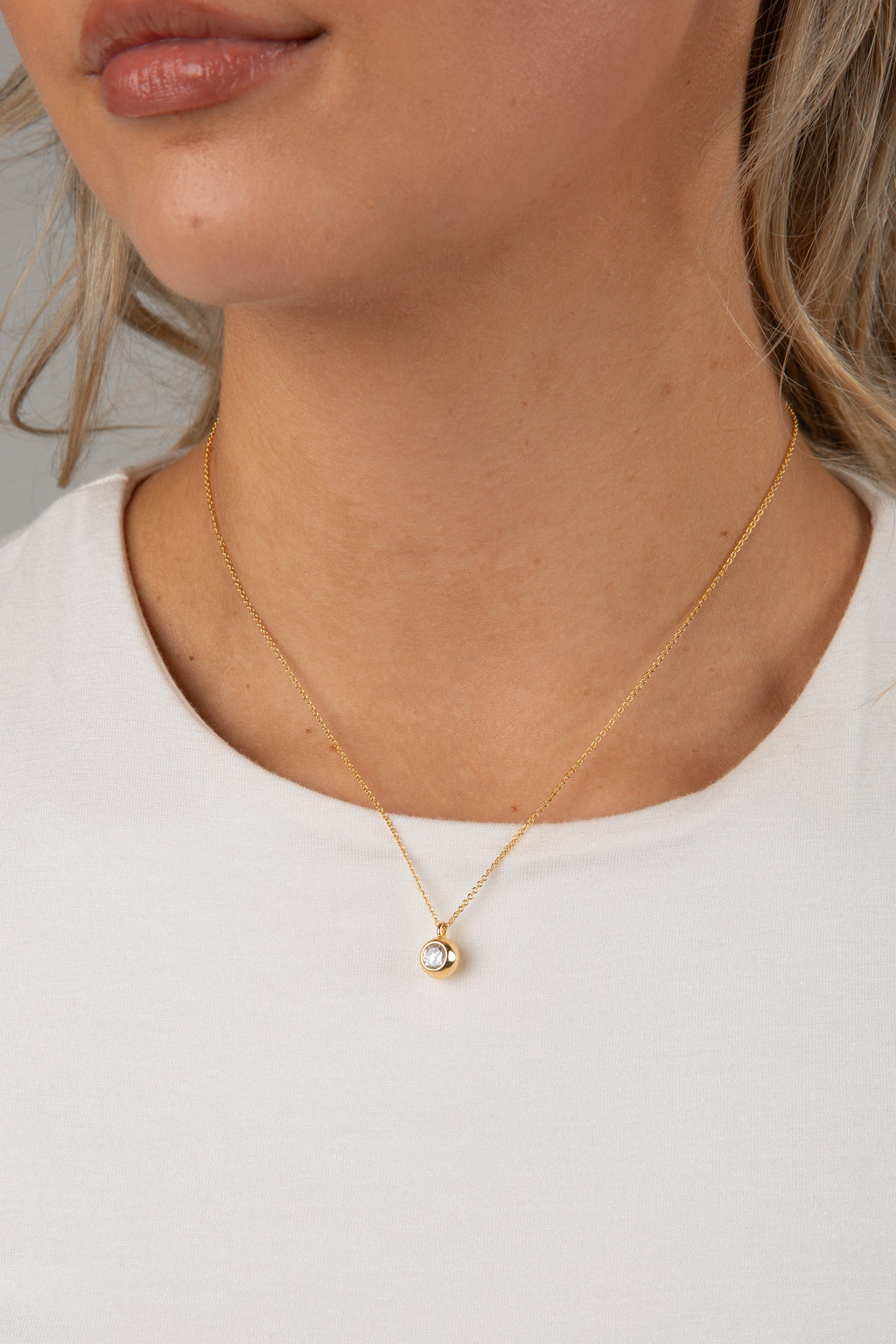 Daphne Gold Rhinestone Ball Charm Necklace