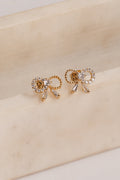 Allie Gold Rhinestone Bow Earrings