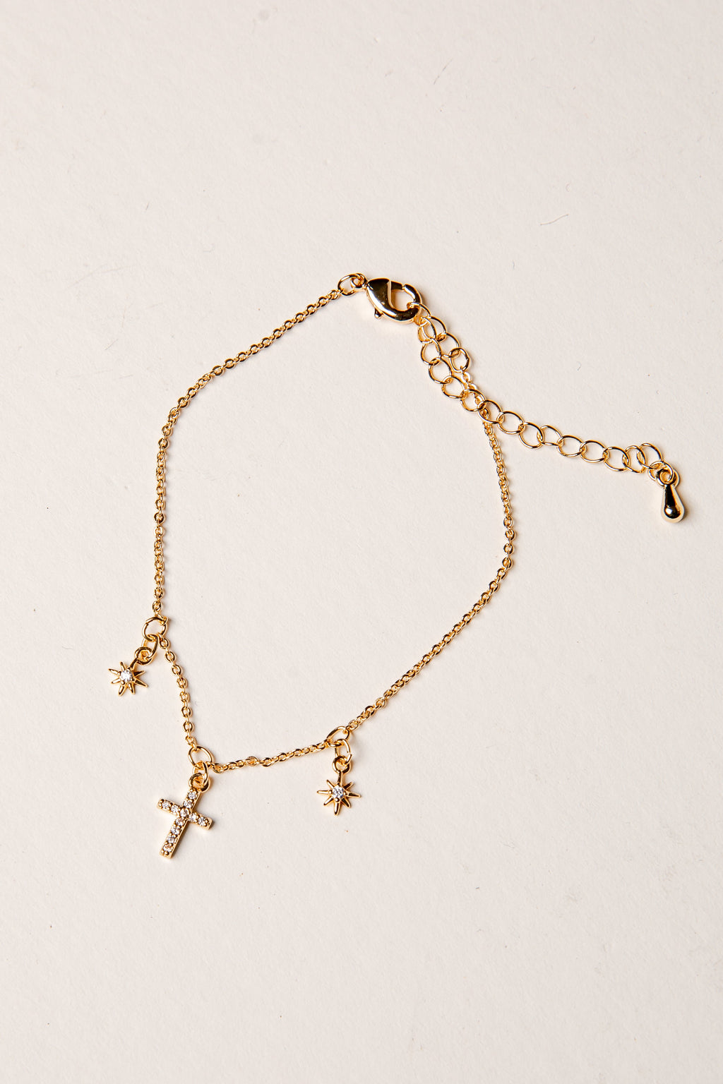 Anna Gold Rhinestone Cross Bracelet