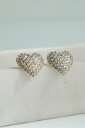 Diana Gold Rhinestone Heart Stud Earrings