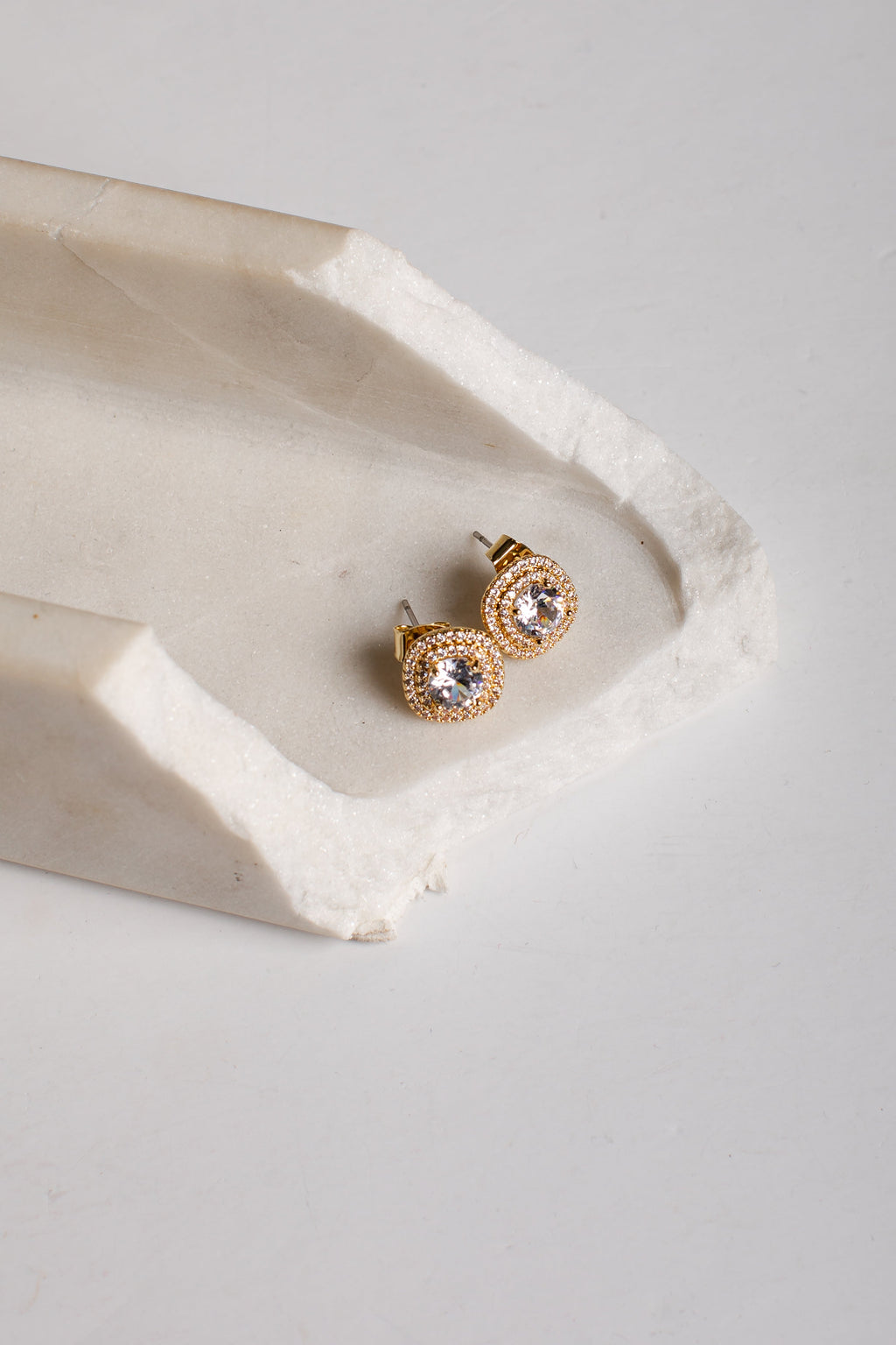 Brielle Gold Rhinestone Round Stud Earrings