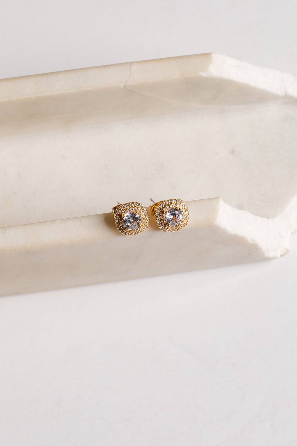 Brielle Gold Rhinestone Round Stud Earrings