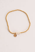 Ava Gold Beaded Pearl Smiley Face Charm Bracelet