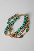 Addy Green Beaded Layered Chain Bracelet