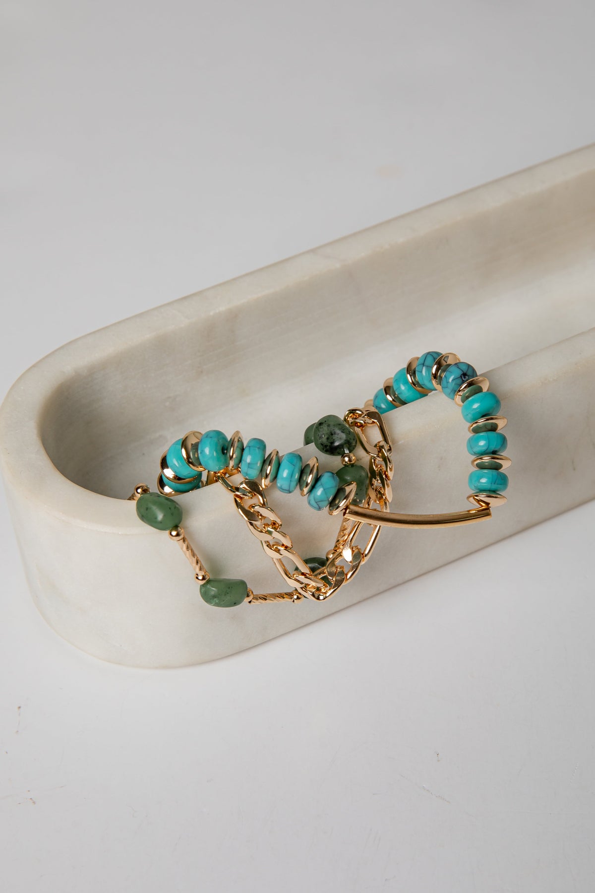 Addy Green Beaded Layered Chain Bracelet