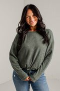 A Little Downtime Drawstring Green Knit Top