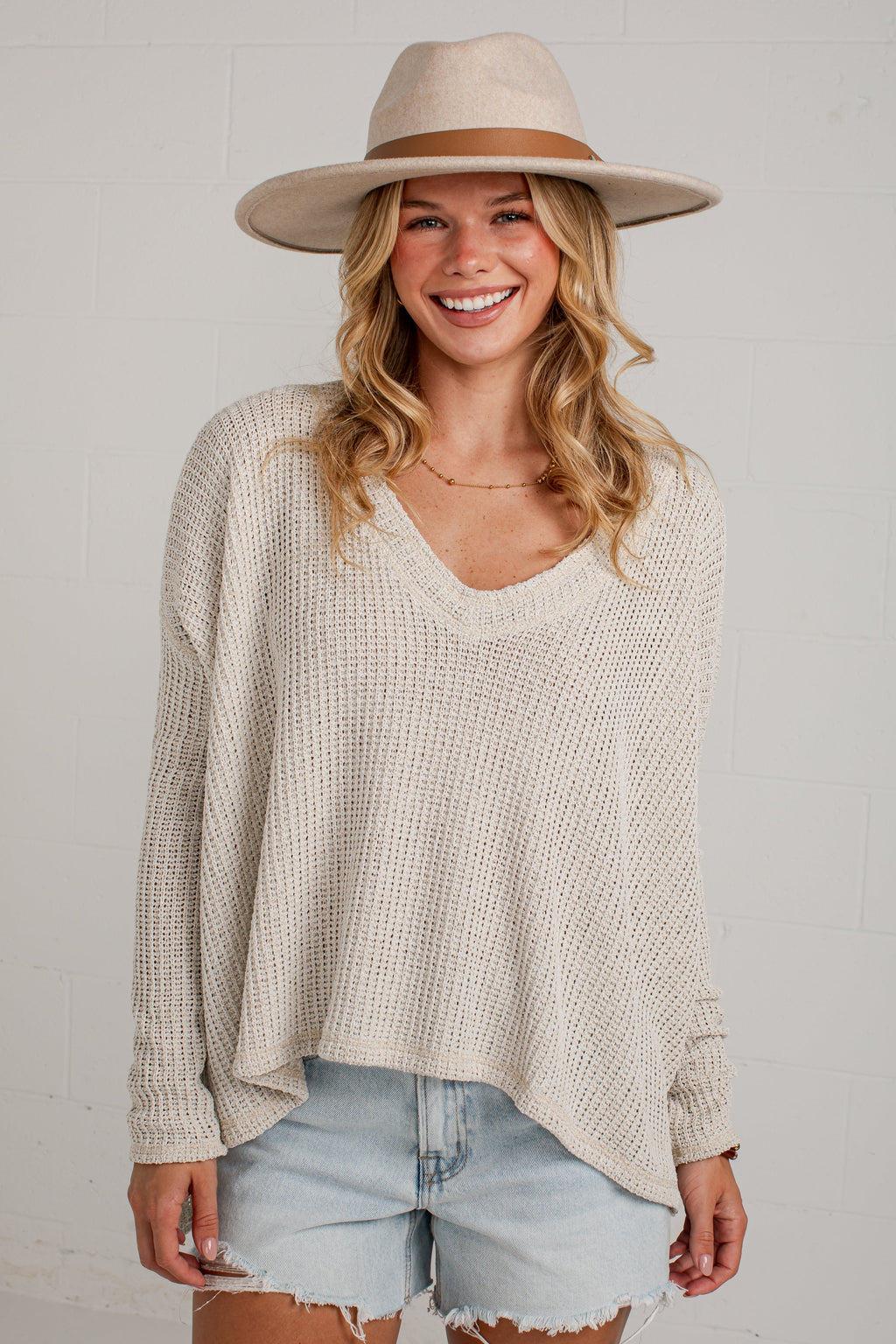 Back Story Grey Oversized Knit Top